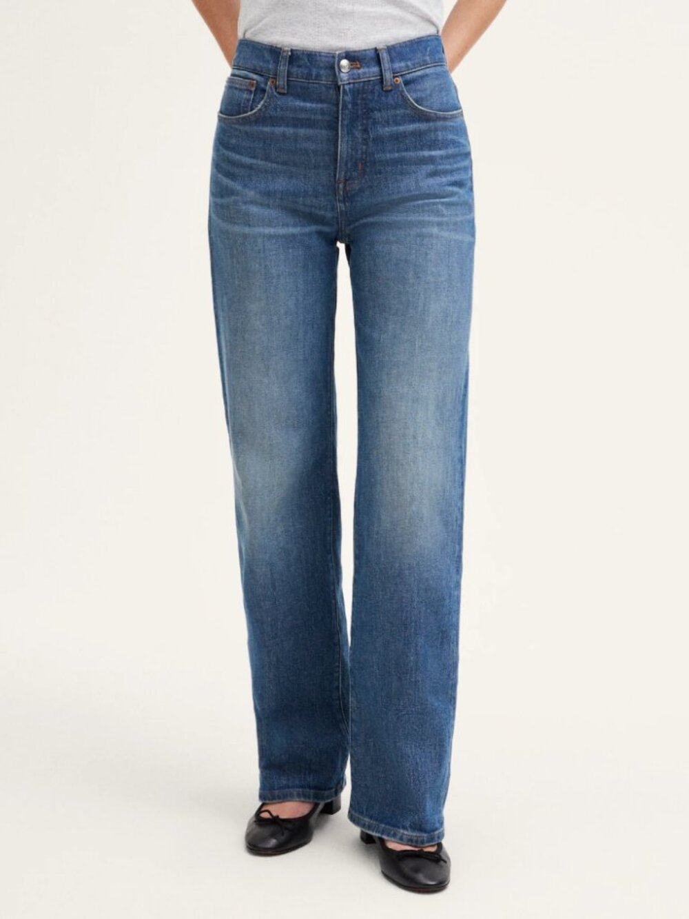 Madewell The Perfect Vintage Wide Leg Jeans Harvey Wash Blue High Rise Size 25
